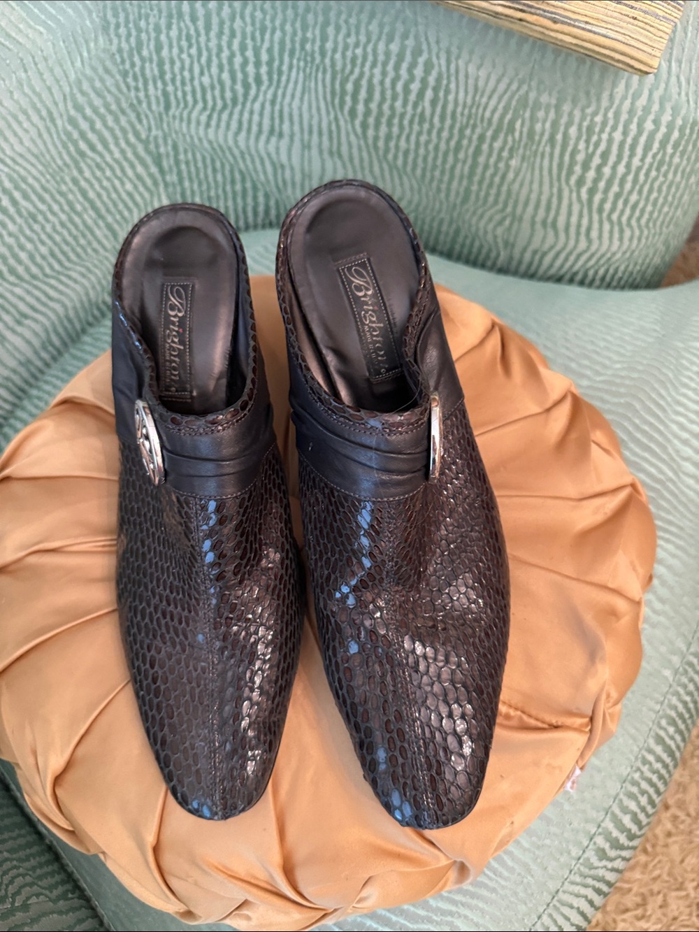 Brighton Black Textured Mule Shoes